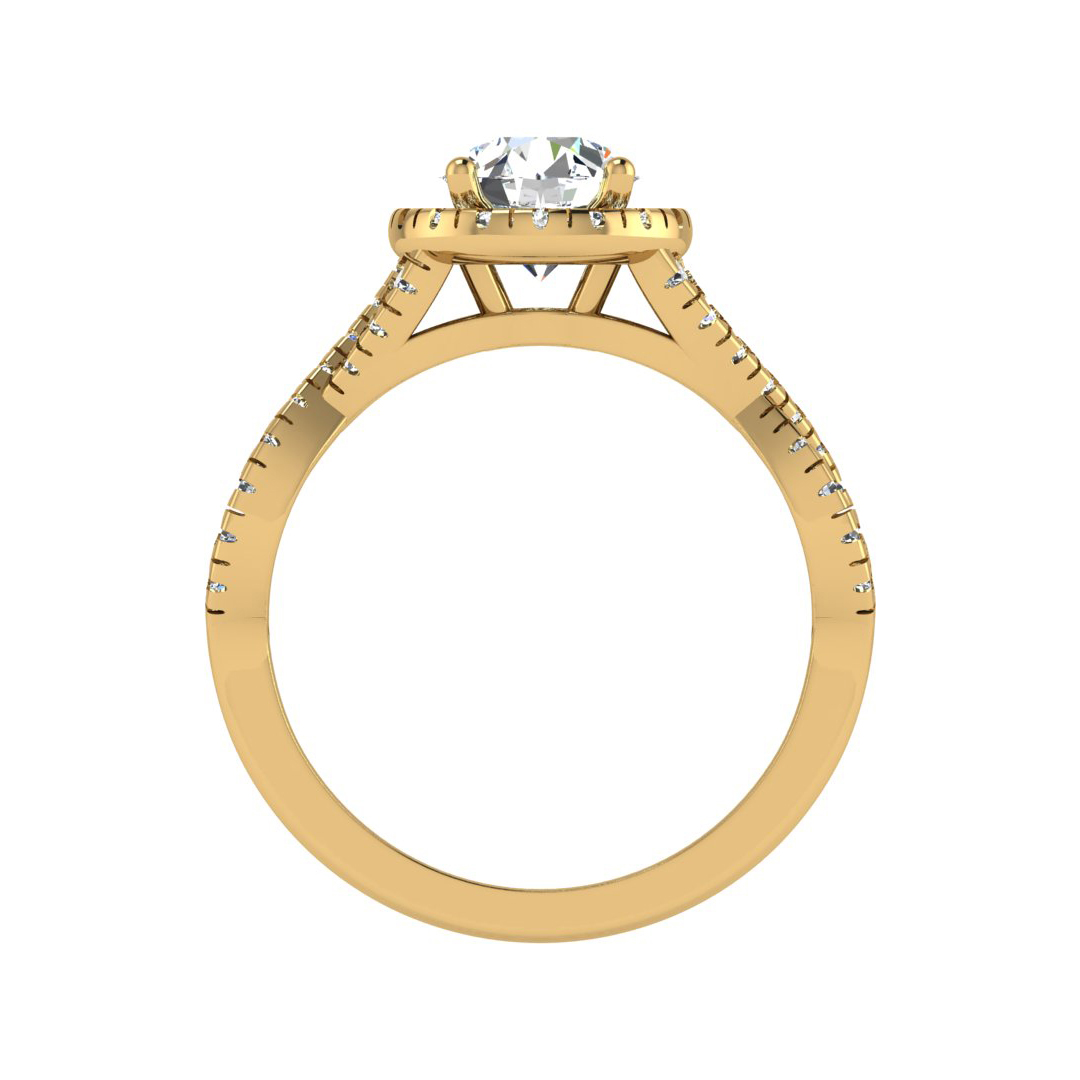 Zoey Twist style Halo Engagement Ring